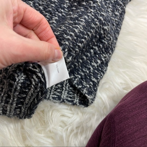 Garnet Hill Metallic Silver Knit Sweater - Picture 4 of 7